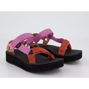 Teva Midform Flatform Universal Sandals Metallic Pink Multicolor Women Size 6